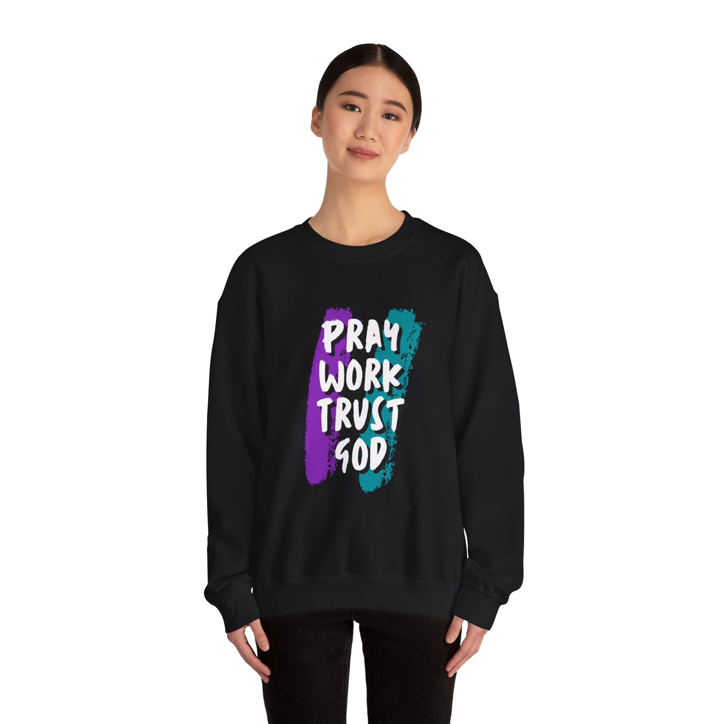 Pray, Work, Trust God Unisex Crewneck Sweatshirt
