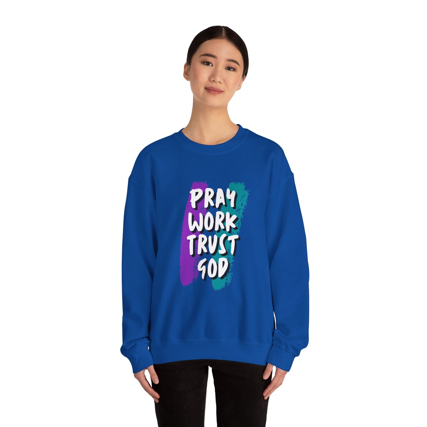 Pray, Work, Trust God Unisex Crewneck Sweatshirt