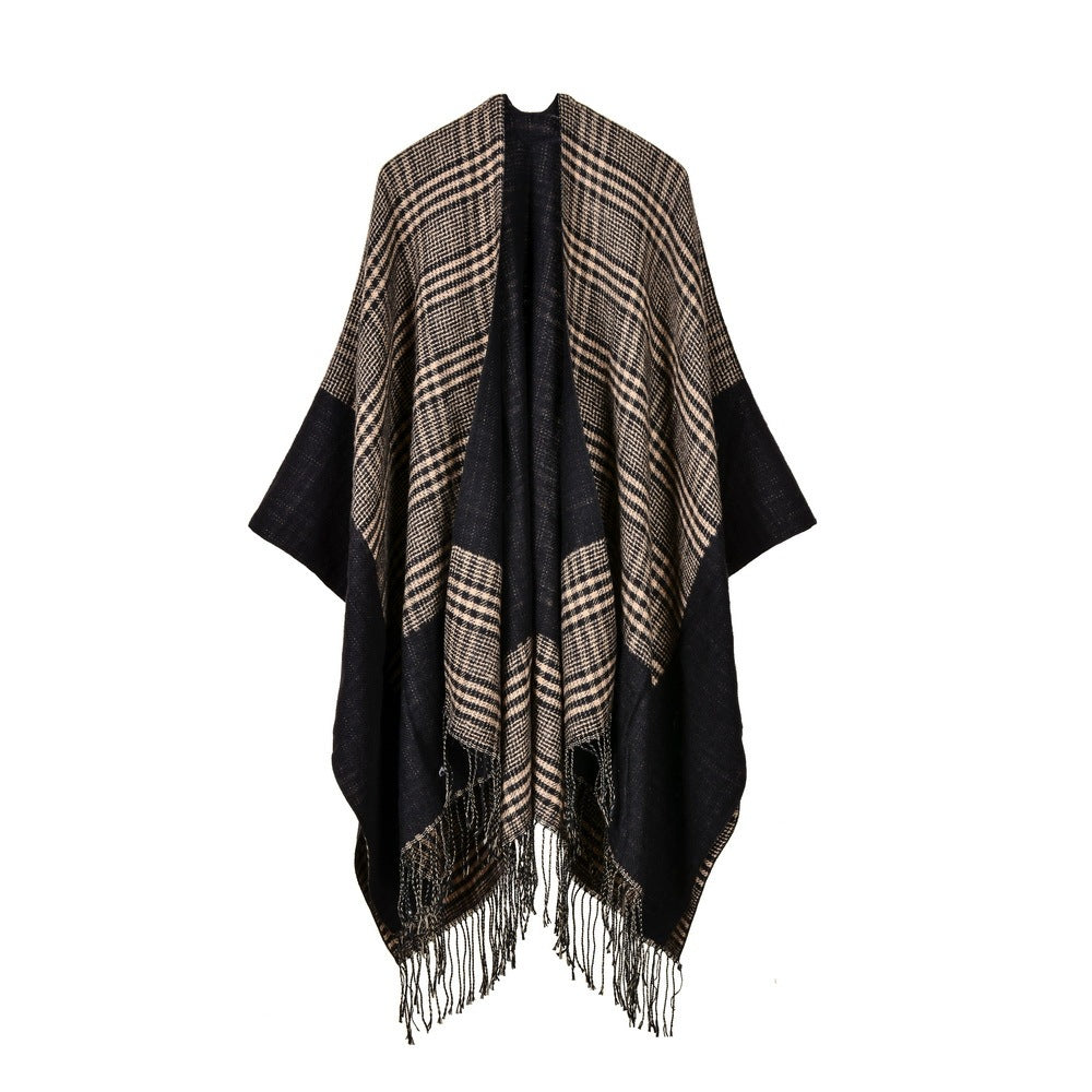 Long shawl with diamond fringe