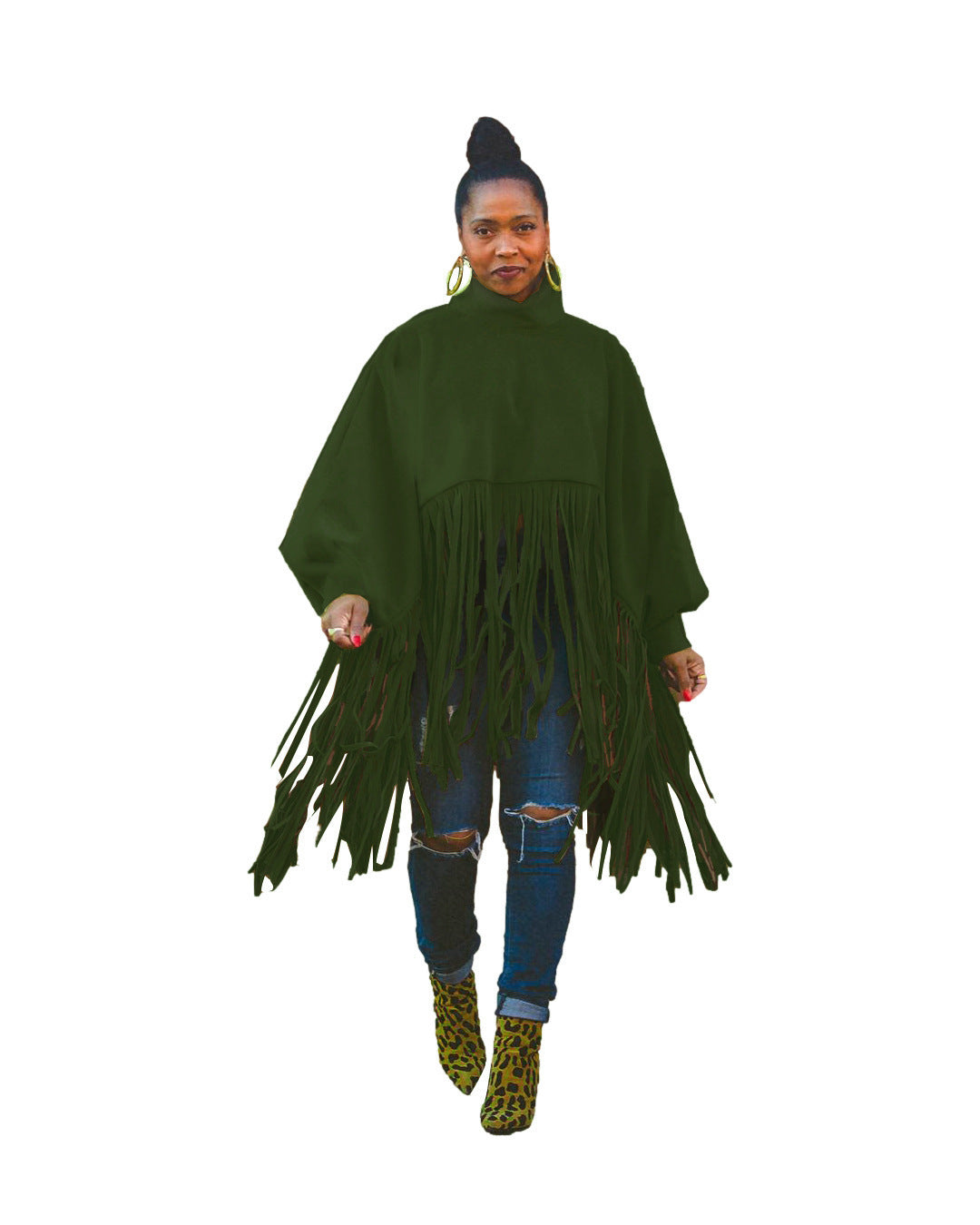 Women's Long Sleeve Fringe Top
