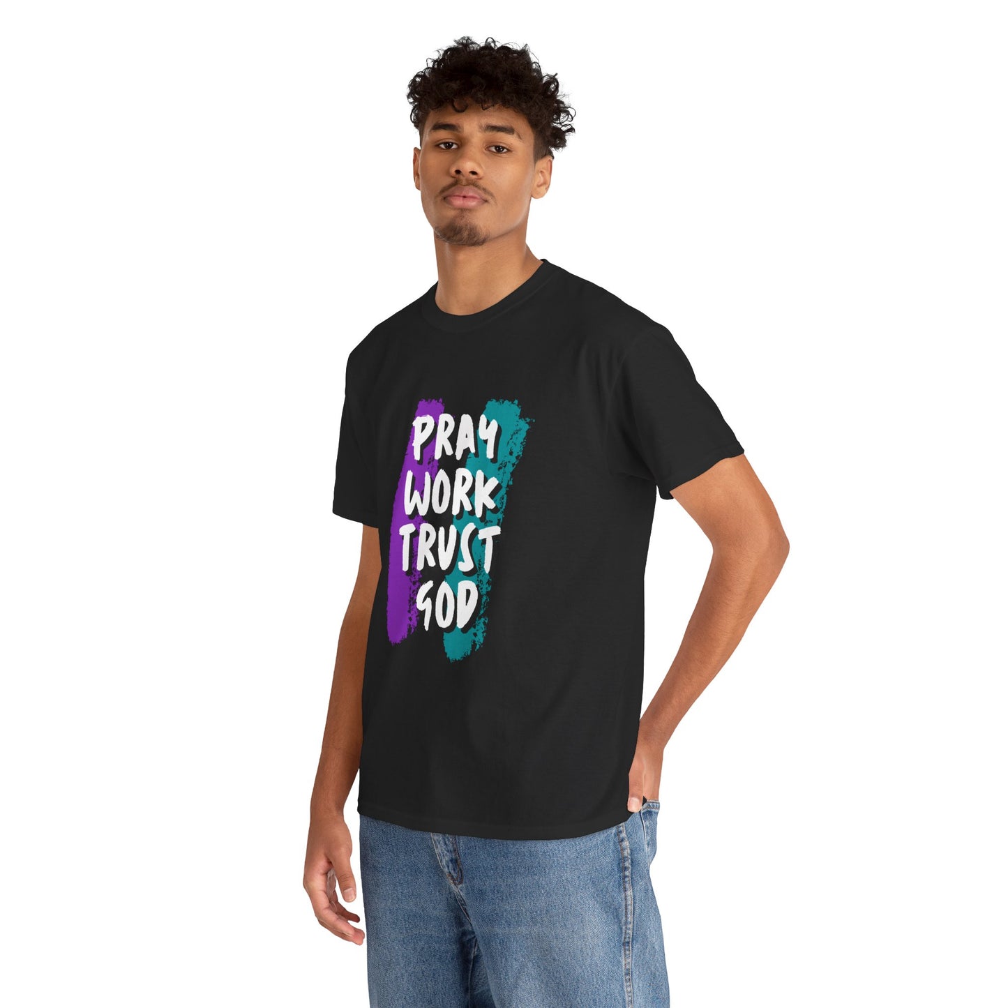 Pray Work Trust God Unisex Heavy Cotton Tee