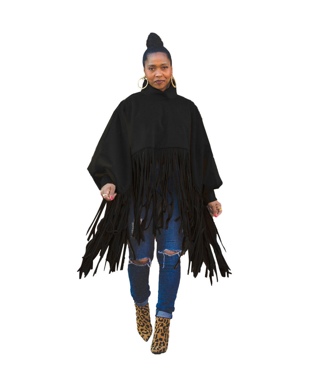 Women's Long Sleeve Fringe Top