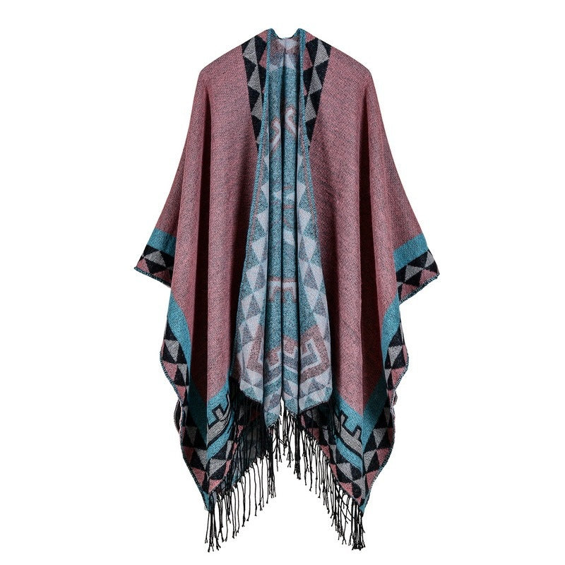 Long shawl with diamond fringe