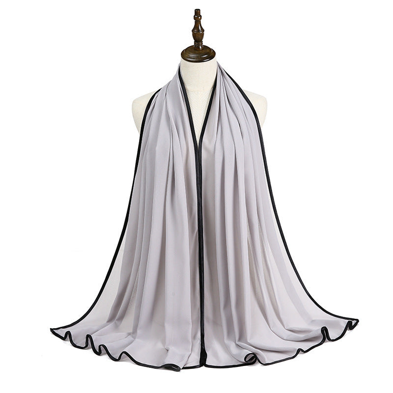 Lady's Chiffon Wrapped Fringe Scarf