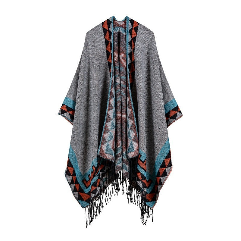 Long shawl with diamond fringe
