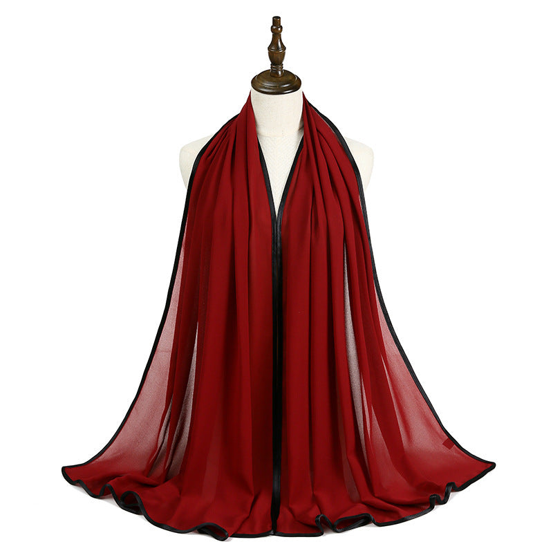 Lady's Chiffon Wrapped Fringe Scarf