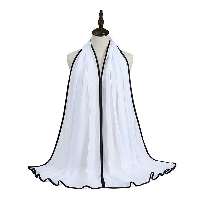 Lady's Chiffon Wrapped Fringe Scarf
