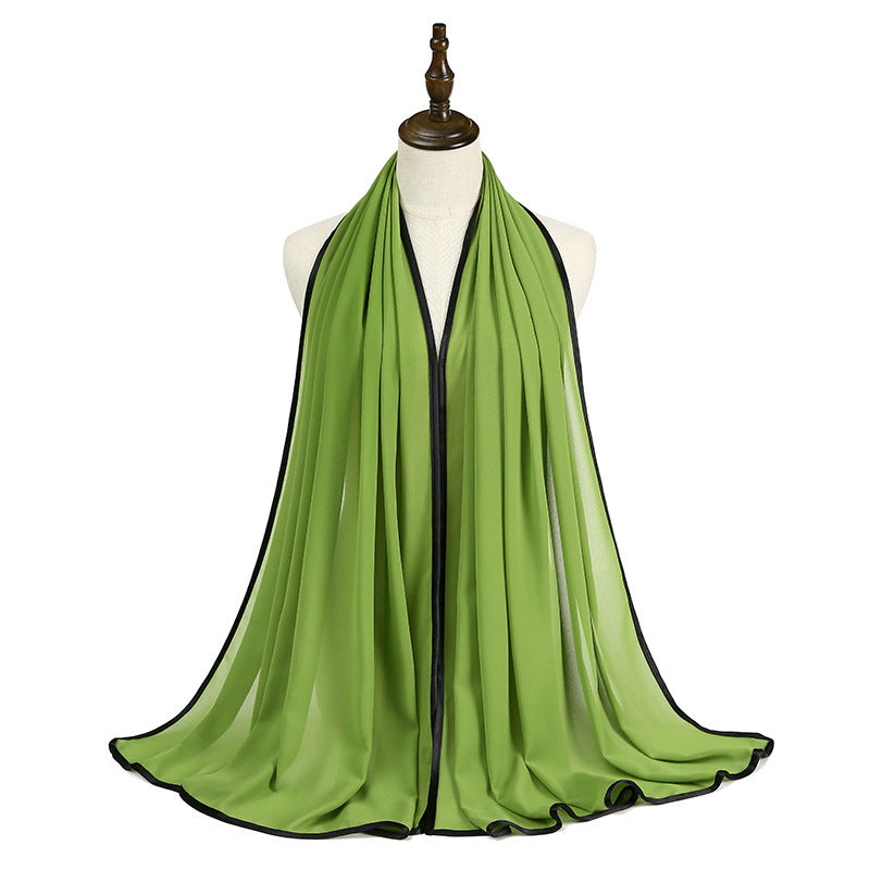Lady's Chiffon Wrapped Fringe Scarf