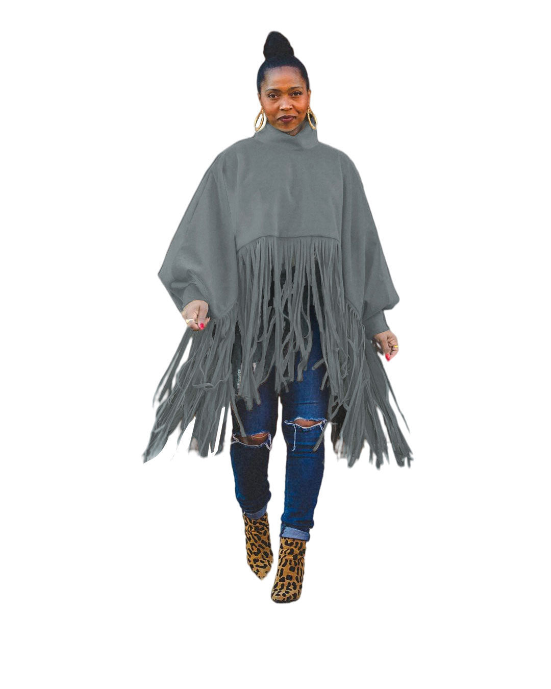 Women's Long Sleeve Fringe Top