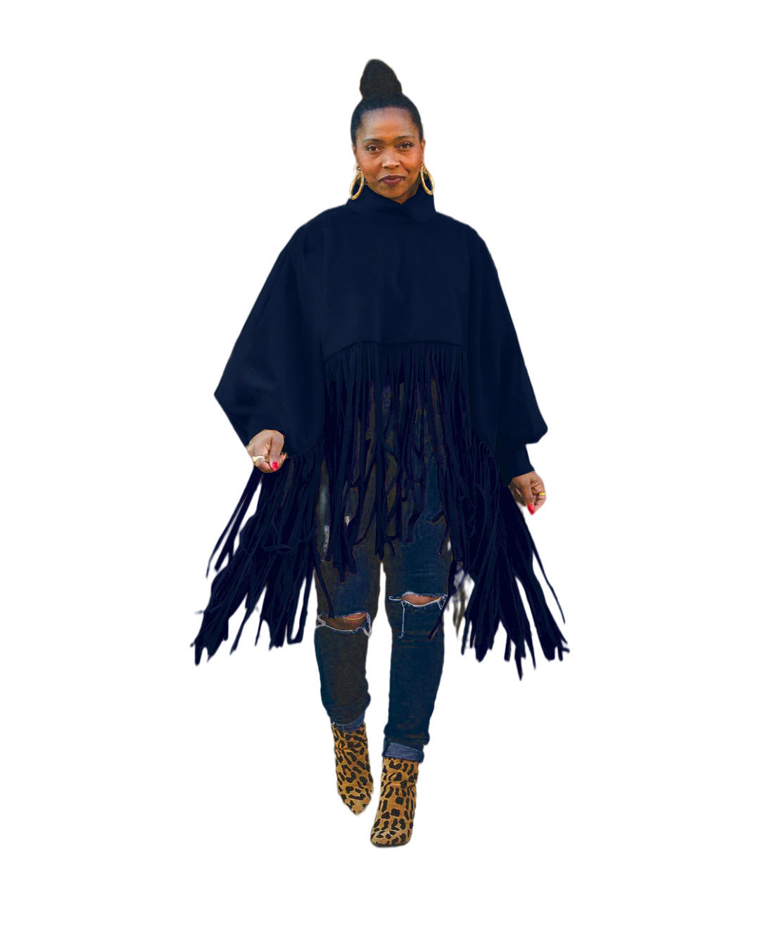 Women's Long Sleeve Fringe Top