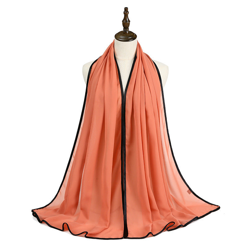 Lady's Chiffon Wrapped Fringe Scarf