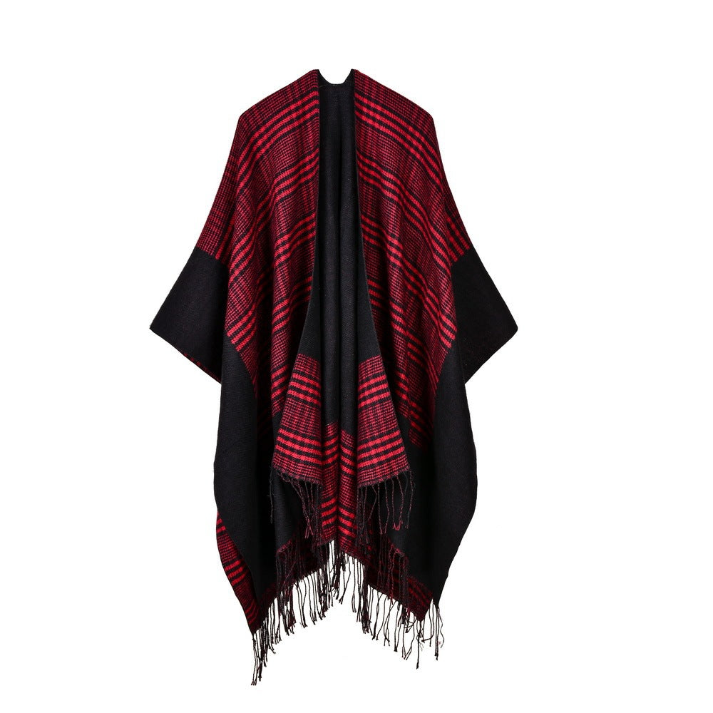 Long shawl with diamond fringe