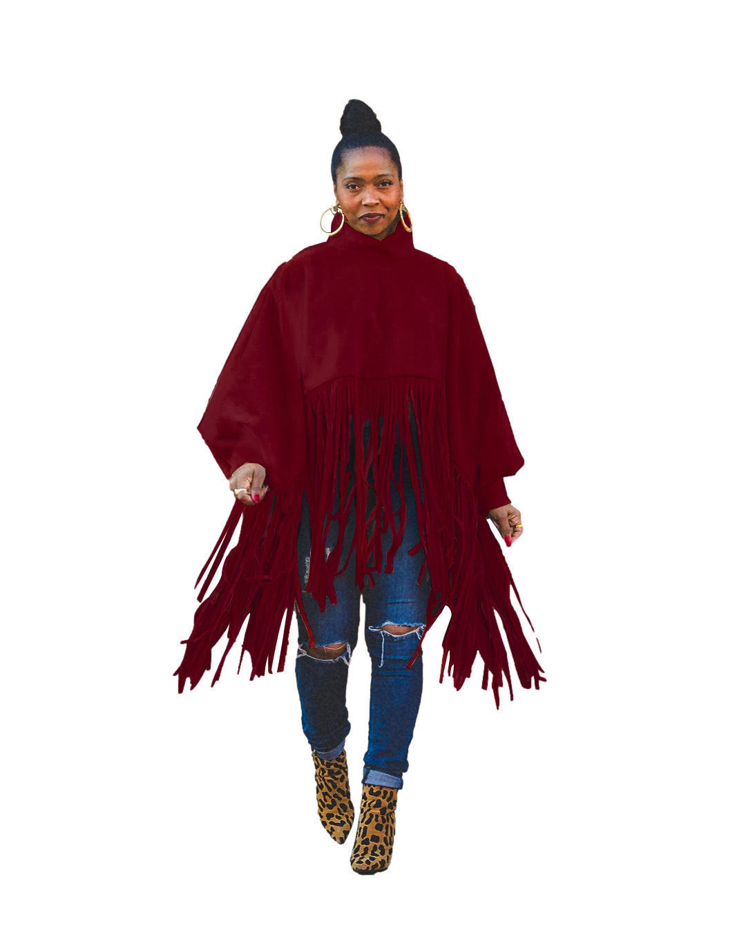 Women's Long Sleeve Fringe Top