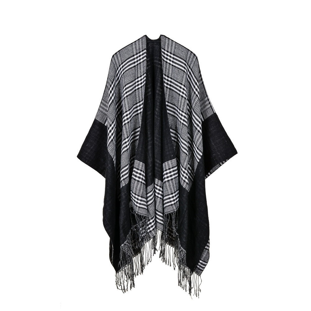 Long shawl with diamond fringe